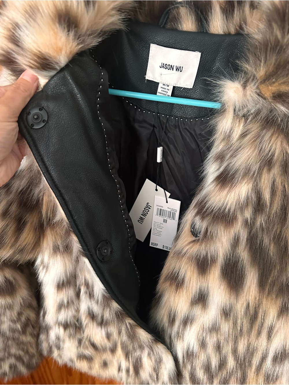 NWT Jason Wu Leopard-Print faux fur &faux leather jacket - Picture 8 of 13